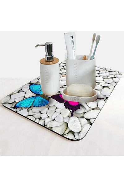 Else Dekor Else Water Absorbent Bathroom Organizer Σαμπουάν ντους Σαπούνι Κύπελλο Οδοντόβουρτσα Pad Organizer Χαλάκι παρουσίασης