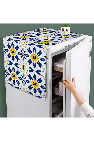 3D ELSE HALI 60x140cm Blue-White-Yellow Ethnic Pattern Decorative Cover - Diffusion and Refrigerator