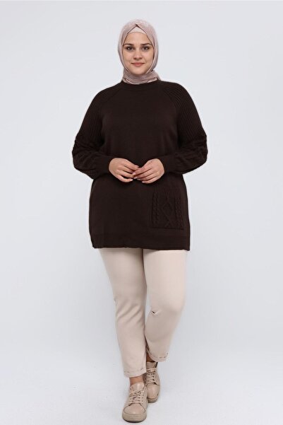 ilmek Γυναικείες χειμερινές πλεκτές τσέπες με μανίκια με πλεκτά μαλλιά 4372