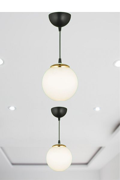 SONSUZ AYDINLATMA&AVİZE Black and White Luxury Chandelier - Infinite Pendant Lamp, Globe Ball Glass, Flat Downward Facing