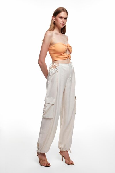 Quzu Bağlama Detaylı Natur Kargo Pantolon