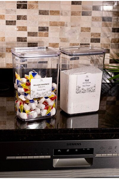 Pembelia Life Etiketli 2 Adet Toz Deterjan Ve Tablet Deterjan Saklama Kutusu Deterjan Saklama Kabı