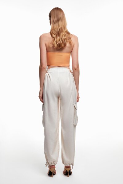 Quzu Bağlama Detaylı Natur Kargo Pantolon