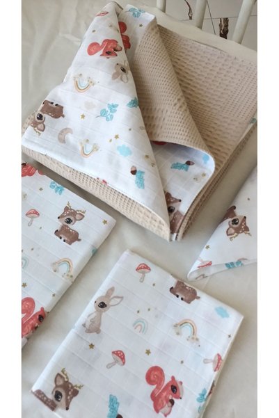 Heybe Waffle/ Muslin baby pique set