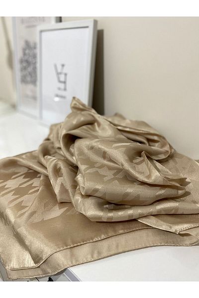 ARMANDA Beige Color Prefer Violescaf for Original - Italian Jacquard Patterned Houndstooth Shawl