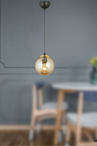SONSUZ AYDINLATMA&AVİZE Black Infinite Pendant Lamp - Glop Ball and Glass Flat Facing Luxury Chandelier