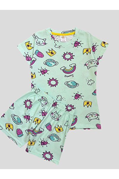 elmas kids Κοριτσίστικο 100% βαμβακερό Rainbow Cat Heart με σχέδιο πράσινο κο...