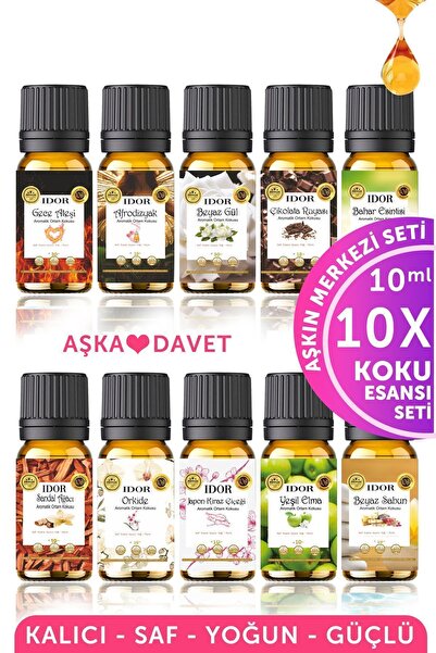 IDOR COSMETICS 10'lu Esansiyel Uçucu Yağ Seti Buhurdanlık Yağı Difüzör Esansı...