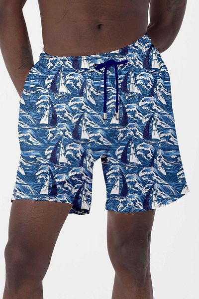Remsa Mayo Ανδρικό σορτς Navy Blue - Pool and Sea Pattern, Model 026