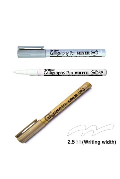 artline Kaligrafi Set (SİLVER-GOLD-WHİTE) Demir Kalemi Metalik