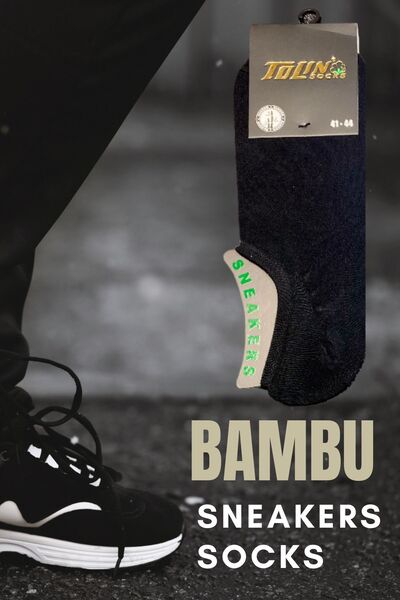 TOLIN Ανδρικό Σετ 12 Μαύρες Κάλτσες Sneakers από Μπαμπού 10600