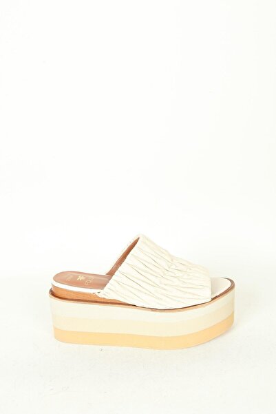 FOLLİNİ Γυναικείες δερμάτινες παντόφλες Mink - Wedge Heel