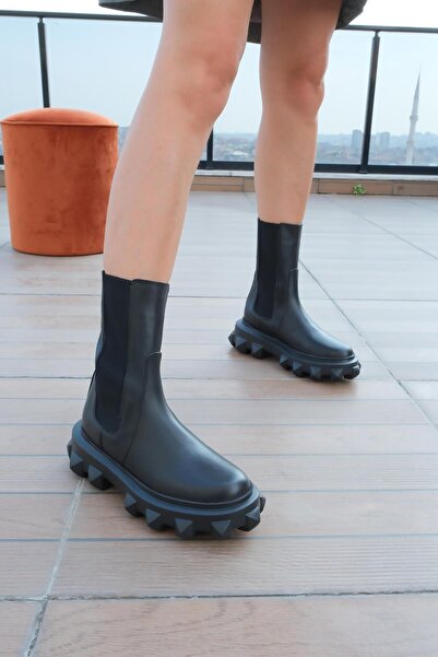 FOLLİNİ Cizme de damă cu talpă din piele neagră