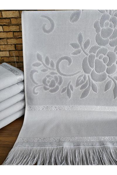 sarra Γκρι Sarra 50x90cm Πετσέτα Ατεμίνης 6 τεμαχίων με κρόσσια