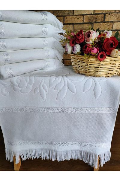 sarra Λευκή Sarra 50x90cm Πετσέτα Ατσάλινο 6 τεμαχίων