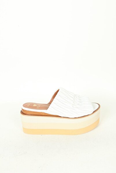 FOLLİNİ Γυναικείες δερμάτινες παντόφλες Mink - Wedge Heel