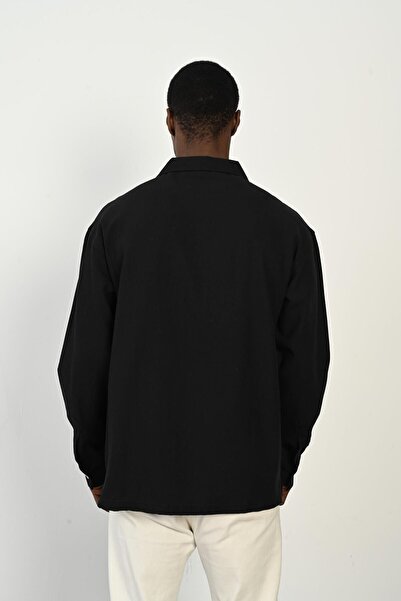 Rocqerx R-3967 Single Pocket Collar Detailed Long Sleeve Shirt