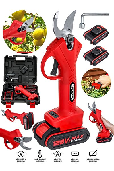 Graizer Alman 128 Vf 10 Ah Kömürsüz Motor Akülü Bağ Makasi Dal Budama Kesme Makasi Makinesi Çantali