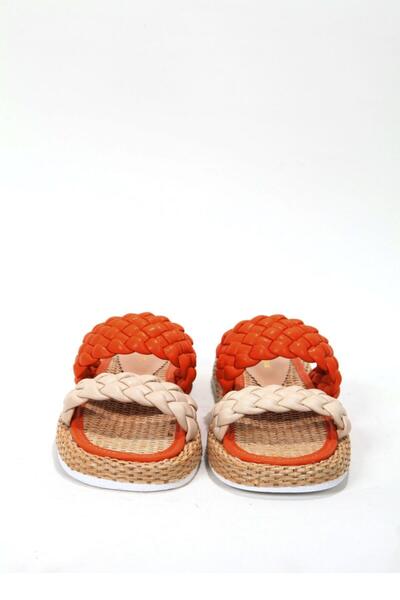 Elisse Shoes Μαύρες μπεζ γυναικείες παντόφλες - Ψάθινη λεπτομέρεια