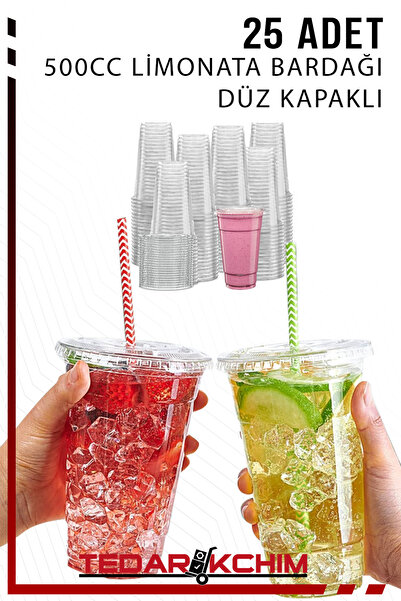 Koza End Milkshake Kahve Limonata Bardağı Plastik Şeffaf Pet Bardak 500ml Düz...