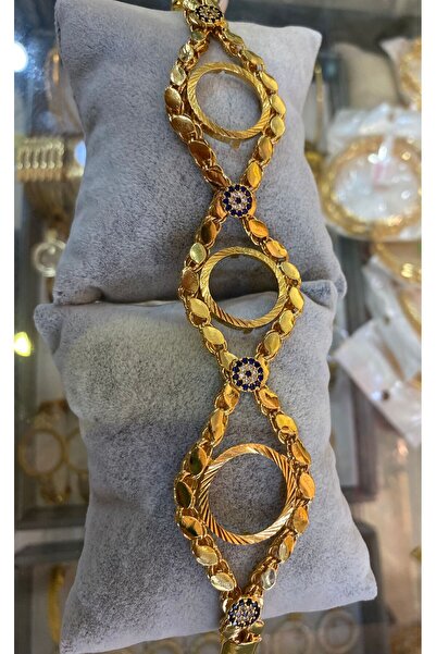 gülen dm Altın Kaplama Üçlü Nazarlı Çeyreklik Bileklik