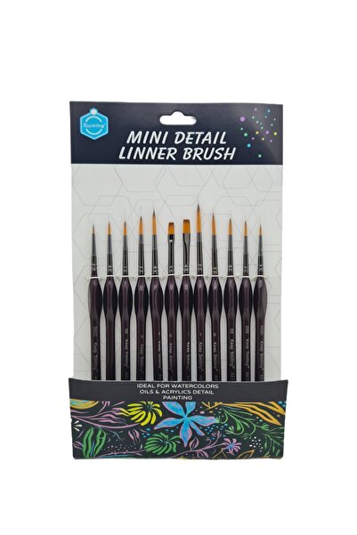 Gulcerenhobi 12'li Süper İnce Detay Fırça Seti  Ergonmik Saplı ( Yağlı, Akrilik, Tezhip ve Minyatür )