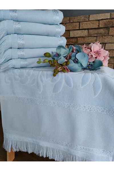 sarra Baby Blue 50x90cm Sarra 6 piese prosoape etaminate cu franjuri