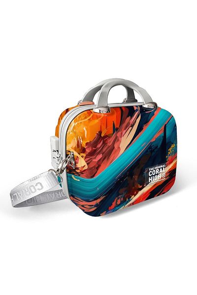 Coral High Colorful Patterned Pc Makeup Bag with Shoulder Strap 16819