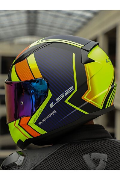 LS2 RAPID 2 EXTRA MAT NEON SARI-NAVY MAVİ KASK