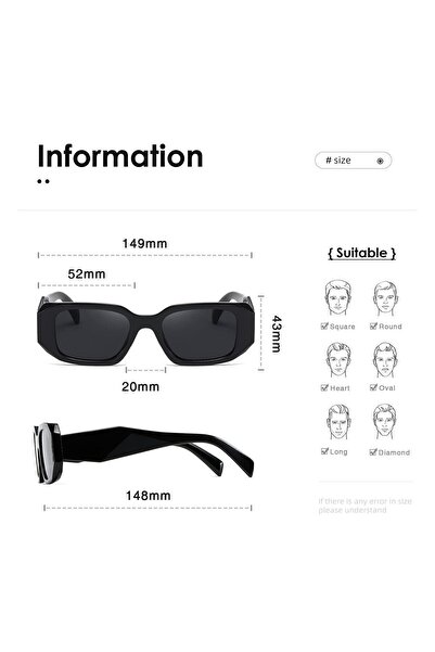 Polo55 Black Retro Rectangular Model Diamond Cut Shank Sunglasses