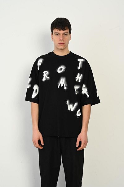 Rocqerx R-5759 Μπλουζάκι με στάμπα με γράμματα Oversize Single Jersey