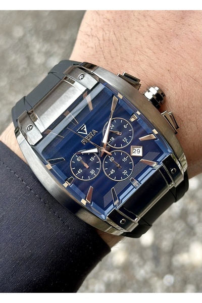 Fiesta Navy Blue Steel Case Wind Up Men's Wristwatch