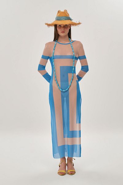Eda Taşpınar Back Low-cut Chiffon Dress no.2 TEKS-00057