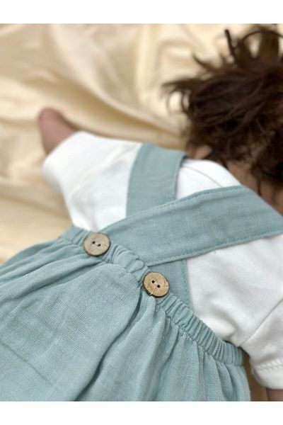 Zuff Baby 6-12 Months Baby Boy Organic Muslin Salopeet Set