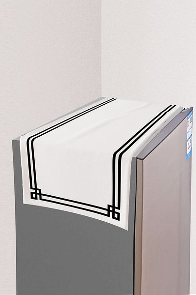 3D ELSE HALI White Black Border Patterned Deep Freezer Fridge Cover 40x140cm