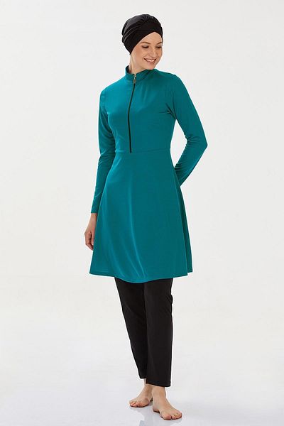 REMSA Πράσινο Lycra Full Covered Hijab Μαγιό - 9020