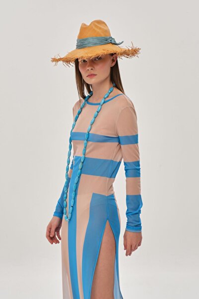 Eda Taşpınar Back Low-cut Chiffon Dress no.2 TEKS-00057