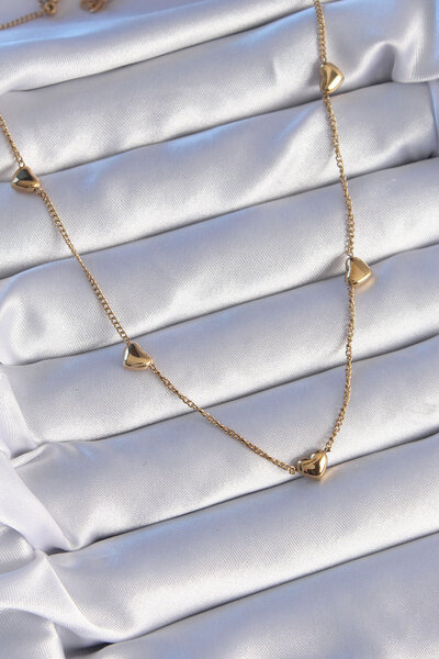 Moka Shopin Κολιέ 316L Ατσάλι Χρυσό Χρώμα Minimal Heart Model