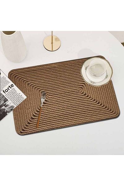 Else Dekor Else Rectangular Natural Jute Ορθογώνιο Αμερικάνικο πιάτο σερβιρίσματος κάτω από το πιάτο