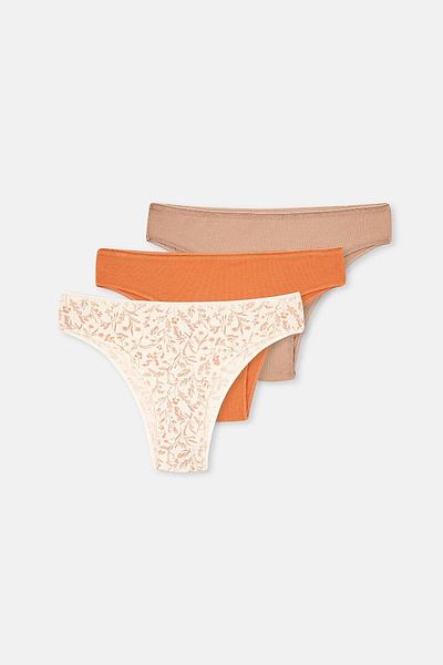 Dagi Set de chiloți brazilieni pentru femei multicolore cu model, 3 piese