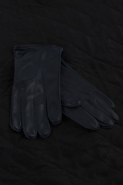 Kravatkolik Navy Blue Plain Genuine Leather Men's Gloves El37