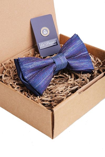 Kravatkolik Navy Blue Sand Pattern Bow Tie P967