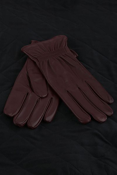 Kravatkolik Red Brown Plain Genuine Leather Men's Gloves El31