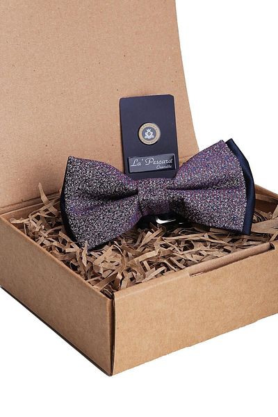 Kravatkolik Gray Sand Pattern Bow Tie P1083