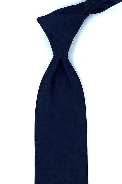 Kravatkolik Navy Blue Motif Pattern Classic Tie with Handkerchief Kk10981