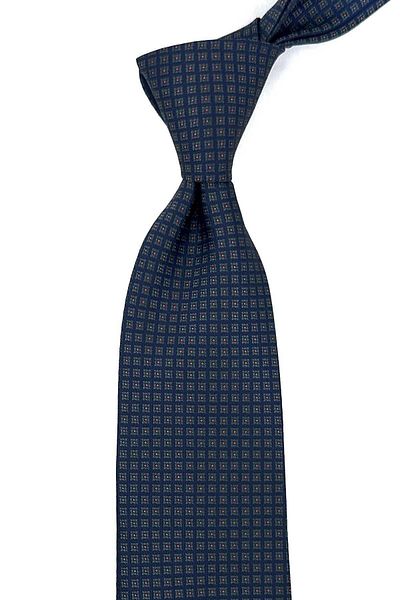 Kravatkolik Navy Blue - Green Small Pattern Classic Necktie with Handkerchief KK12385