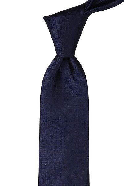 Kravatkolik Navy Blue Classic Tie with Self Pattern Handkerchief Kk10171