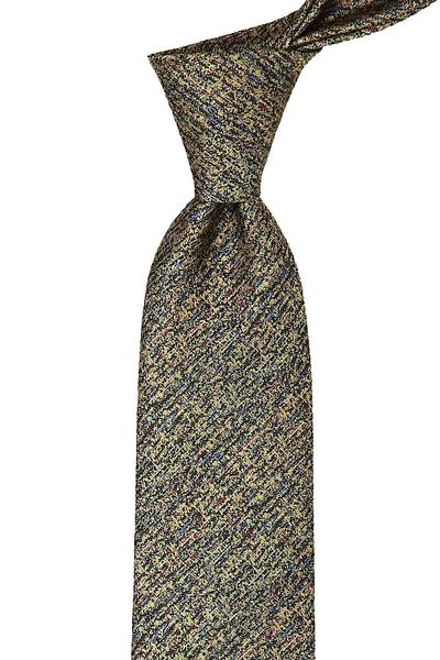 Kravatkolik Kk10037 - Yellow Small Patterned Classic Tie with Handkerchief