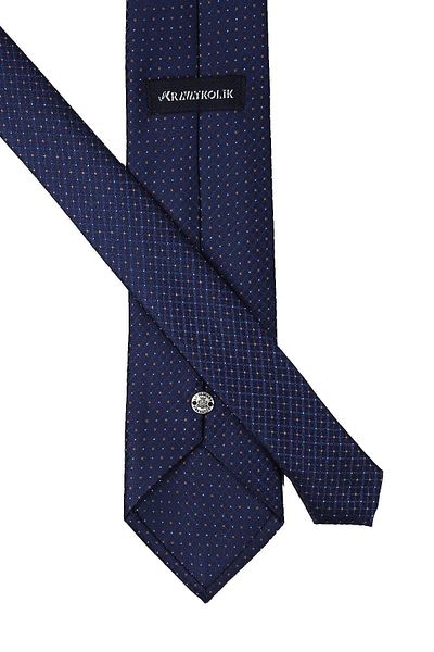 Kravatkolik Navy Blue Dot Pattern Classic Tie with Handkerchief Kk10422