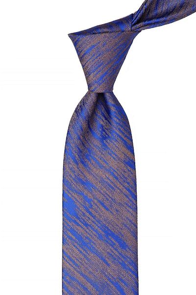 Kravatkolik Classic Tie with Blue Motif Pattern Handkerchief Kk10519